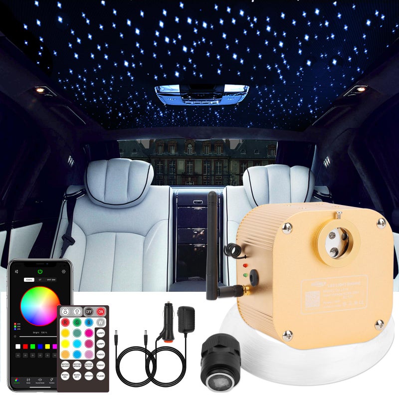 CHINLY Starlight Headliner Kit Twinkle, 16W 550pcs 13.1ft 0.03in Star Lights for Car, Fiber Optic Ceiling Light, RGBW LED Bluetooth APP+Remote+Star Light Headliner Kit for Home Theater - Image 1